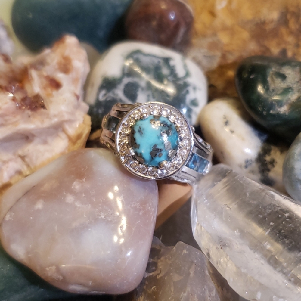 RARE Persian Turquoise Sterling Silver Ring, Sz 5